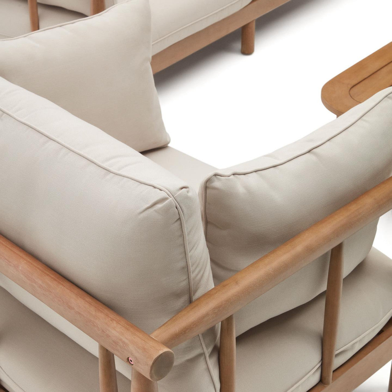 Set canapea, masuta si 2 fotolii maro/gri din textil Sacova Kave Home