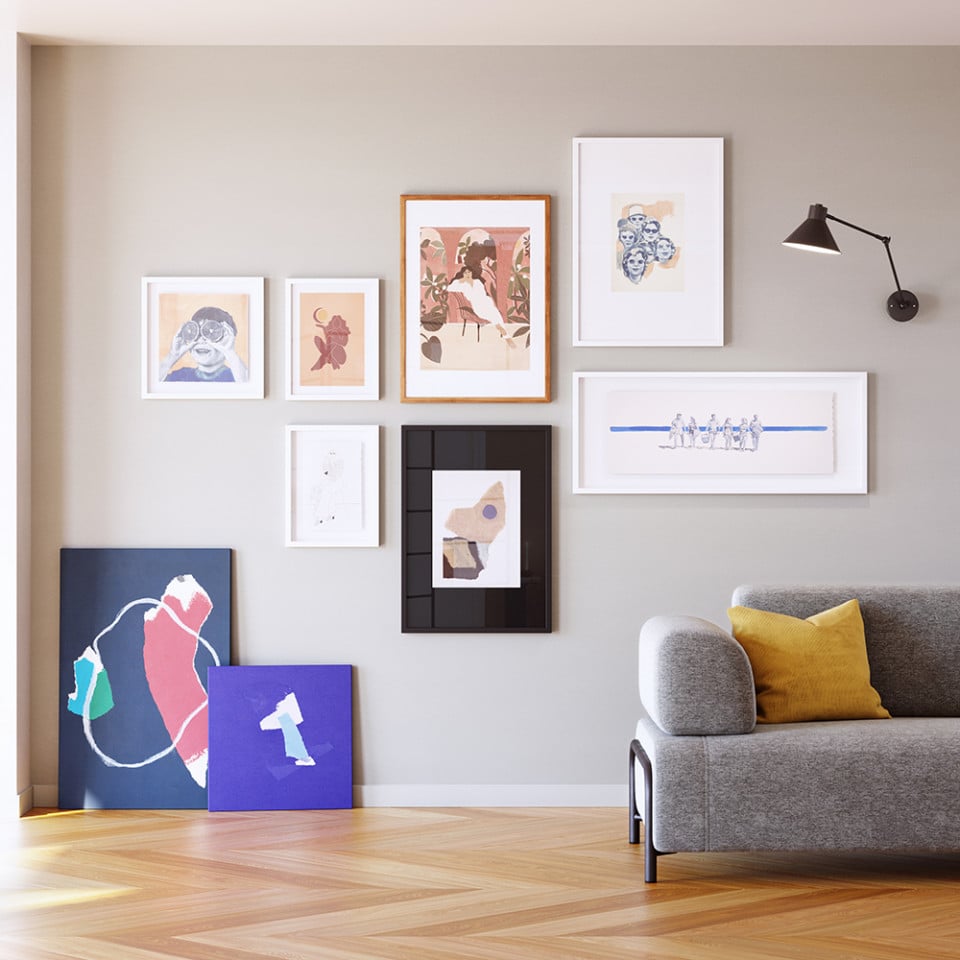 Tablou multicolor din fibre naturale 60x90 cm Zoeli Kave Home