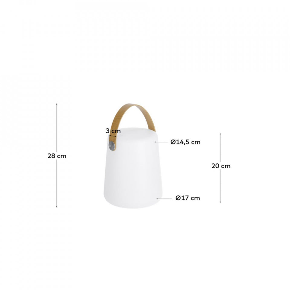 Veioza alba cu USB din plastic 28 cm Dialma Kave Home