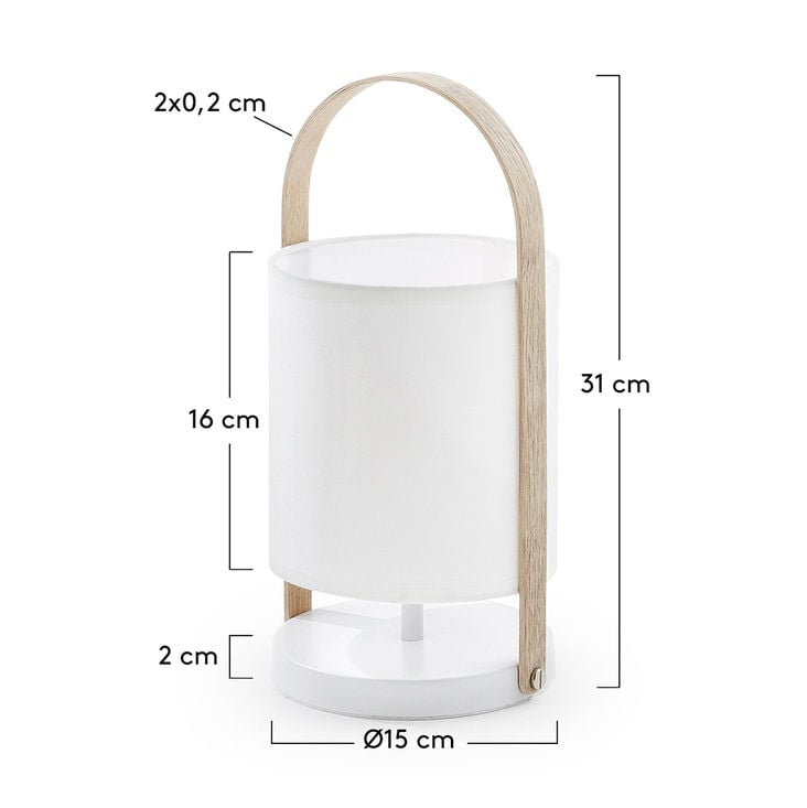 Veioza alba din lemn 32 cm Zayma Kave Home
