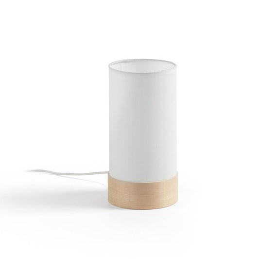 Veioza alba din lemn si bumbac 26 cm Slat Kave Home