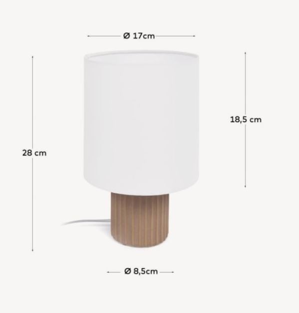 Veioza alba/maro din ceramica 28 cm Eshe Kave Home