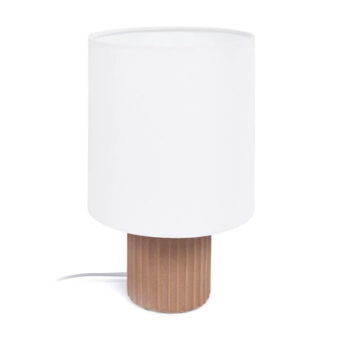 Veioza alba/maro din ceramica 28 cm Eshe Kave Home
