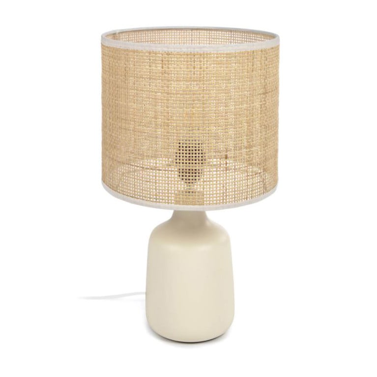Veioza alba/maro din ceramica 44 cm Erna Kave Home