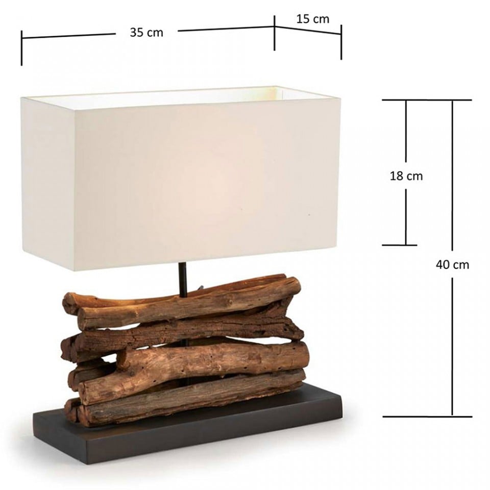 Veioza alba/maro din lemn 40 cm Sahai Kave Home