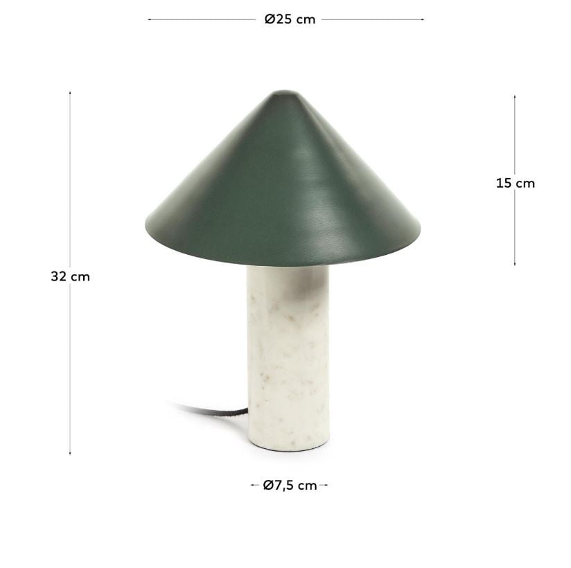 Veioza alba/verde din marmura 32 cm Valentine Kave Home