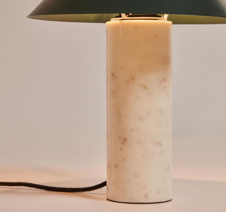 Veioza alba/verde din marmura 32 cm Valentine Kave Home