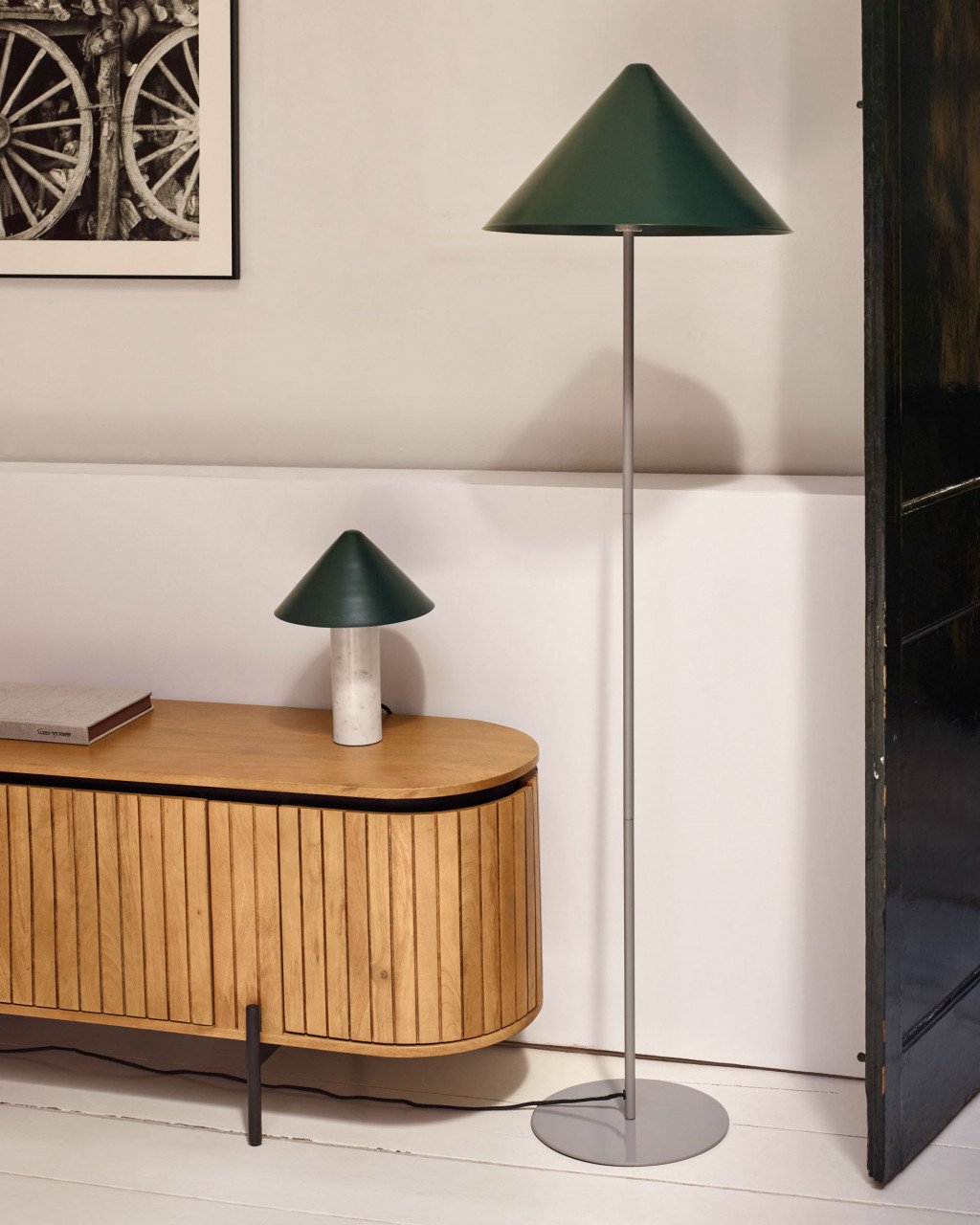 Veioza alba/verde din marmura 32 cm Valentine Kave Home