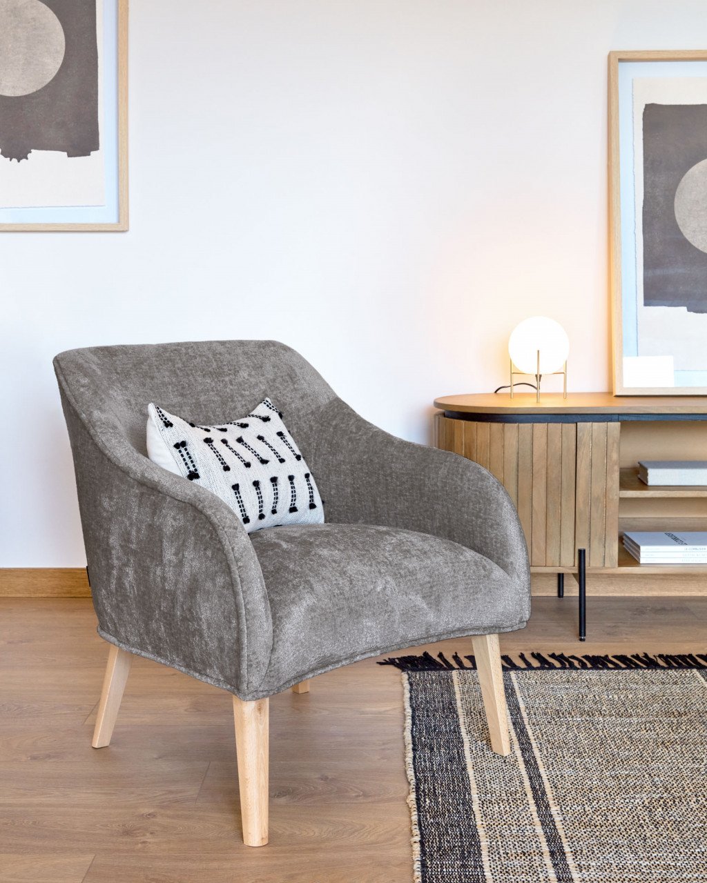 Veioza aurie/alba din metal 22 cm Seina Kave Home
