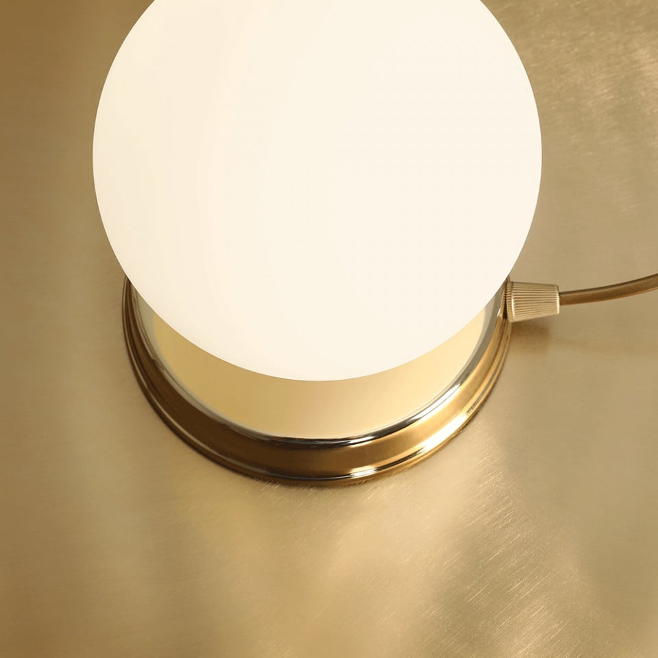 Veioza aurie/alba din sticla 17 cm Ball S Aldex