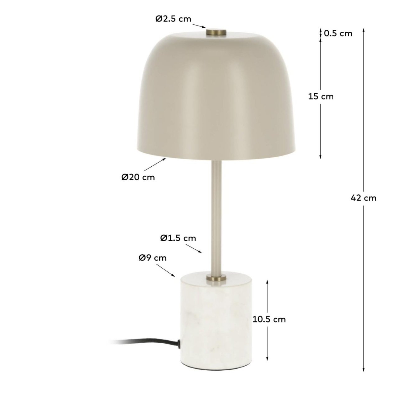 Veioza bej din metal 42 cm Alish Kave Home
