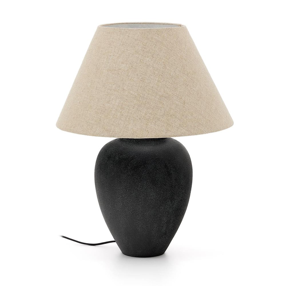 Veioza crem/neagra din ceramica 60 cm Mercadal Kave Home