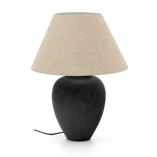 Veioza crem/neagra din ceramica 60 cm Mercadal Kave Home