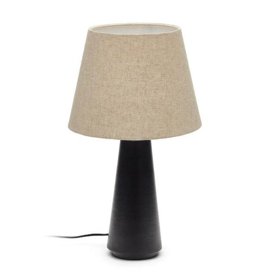 Veioza crem/neagra din textil 60 cm Torrent Kave Home