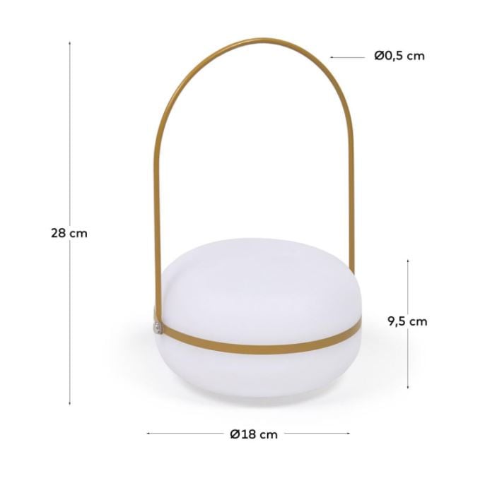 Veioza galben mustar/alba din metal 28 cm Tea Kave Home