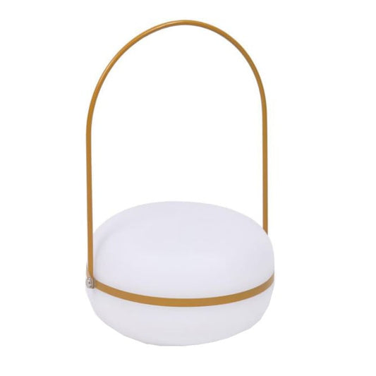 Veioza galben mustar/alba din metal 28 cm Tea Kave Home
