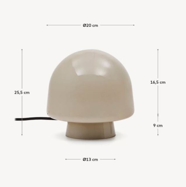 Veioza gri din sticla 20 cm Reig Kave Home