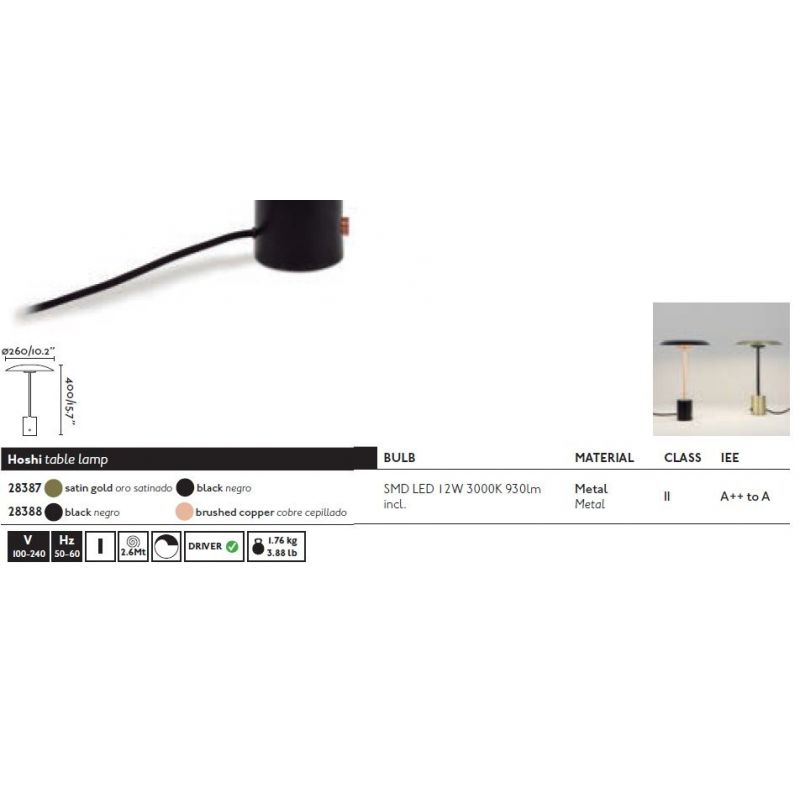 Veioza LED design deosebit HOSHI negru/cupru