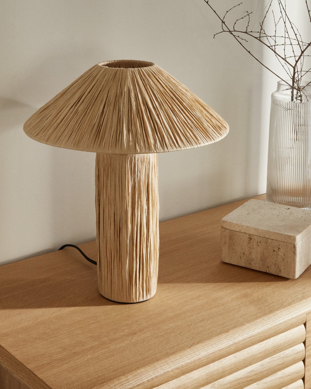 Veioza maro din fibre naturale 41 cm Samse Kave Home