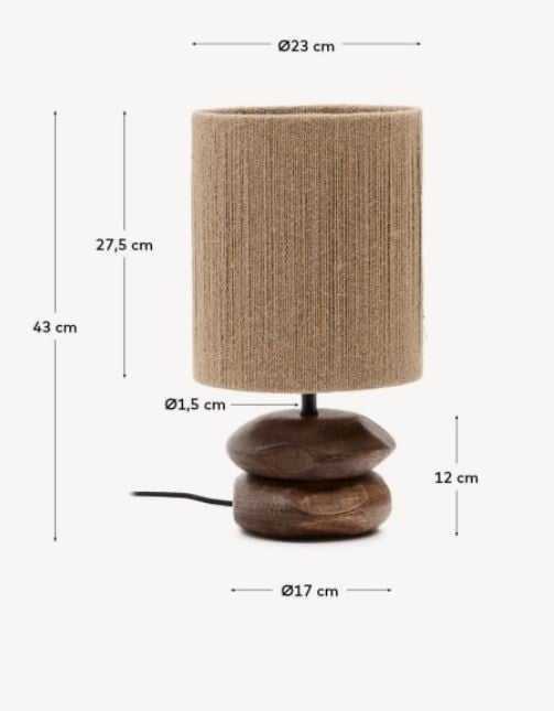 Veioza maro din lemn 43 cm Kor Kave Home