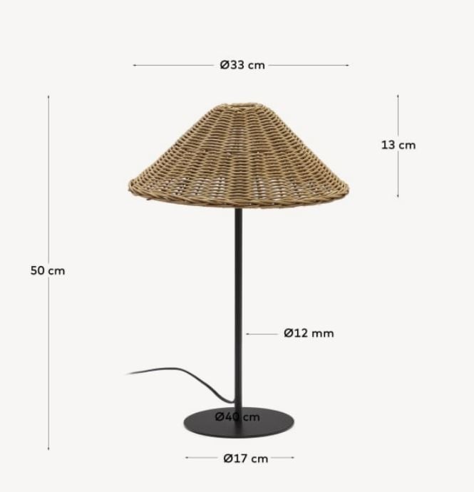Veioza maro din ratan 50 cm Urania Kave Home