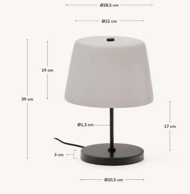 Veioza neagra/alba din metal 38 cm Nefar Kave Home