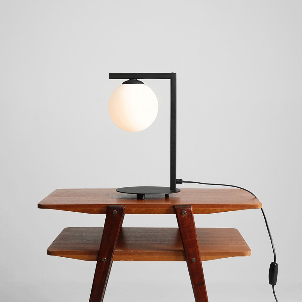 Veioza neagra/alba din metal 49 cm Zac Down Aldex