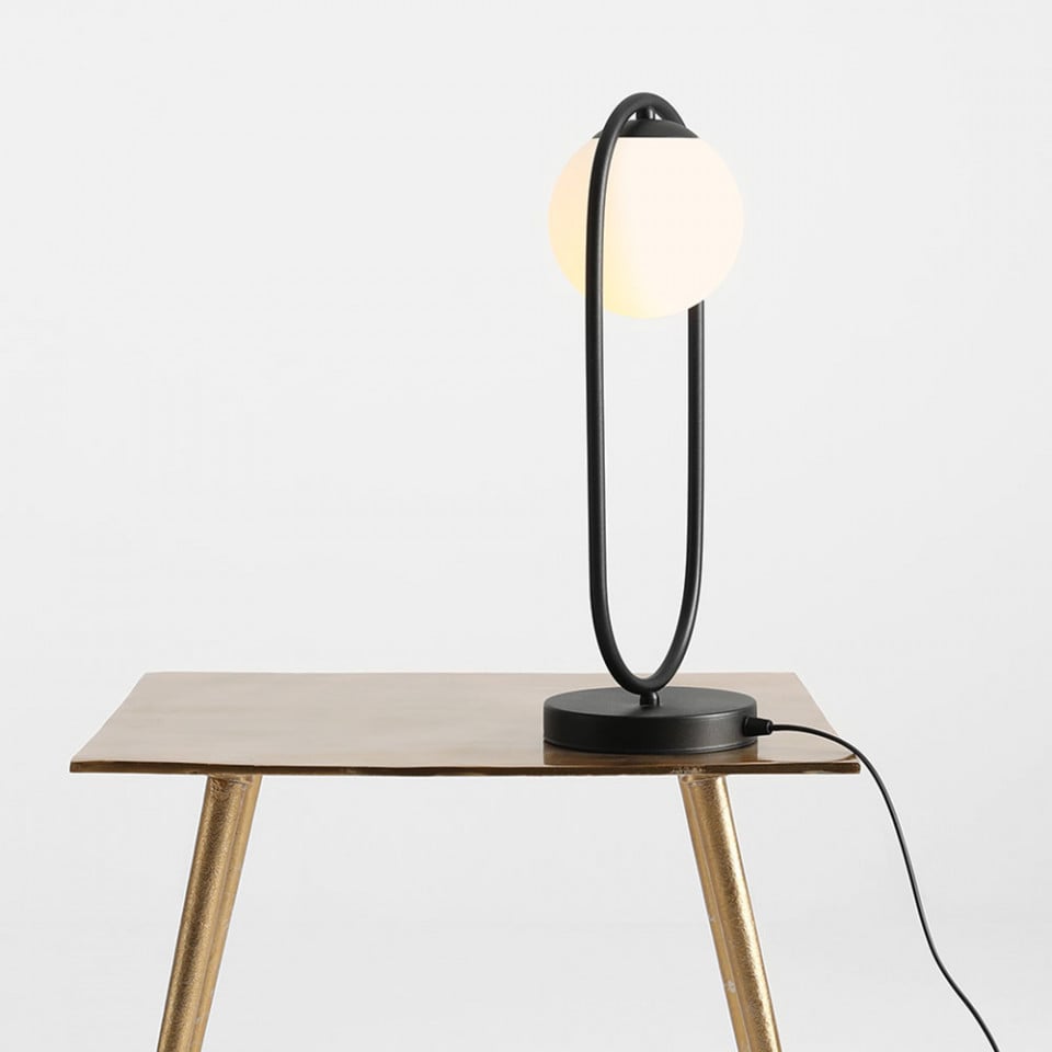 Veioza neagra/alba din sticla 47 cm Riva Aldex