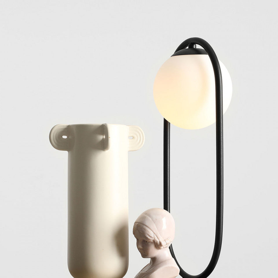 Veioza neagra/alba din sticla 47 cm Riva Aldex