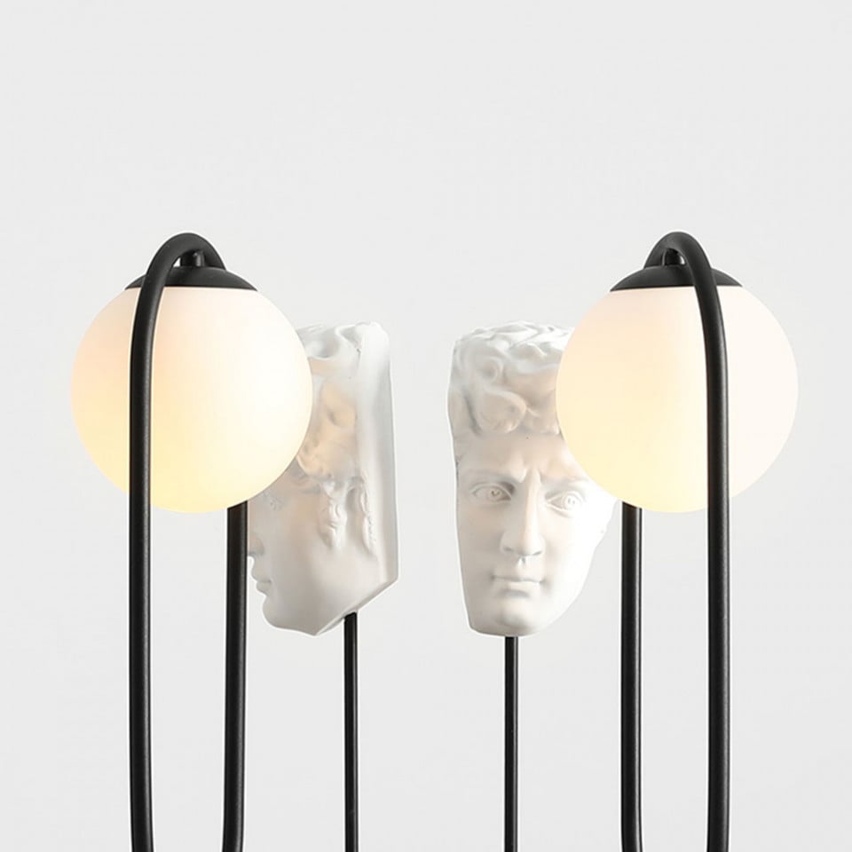 Veioza neagra/alba din sticla 47 cm Riva Aldex