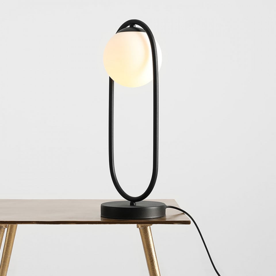 Veioza neagra/alba din sticla 47 cm Riva Aldex