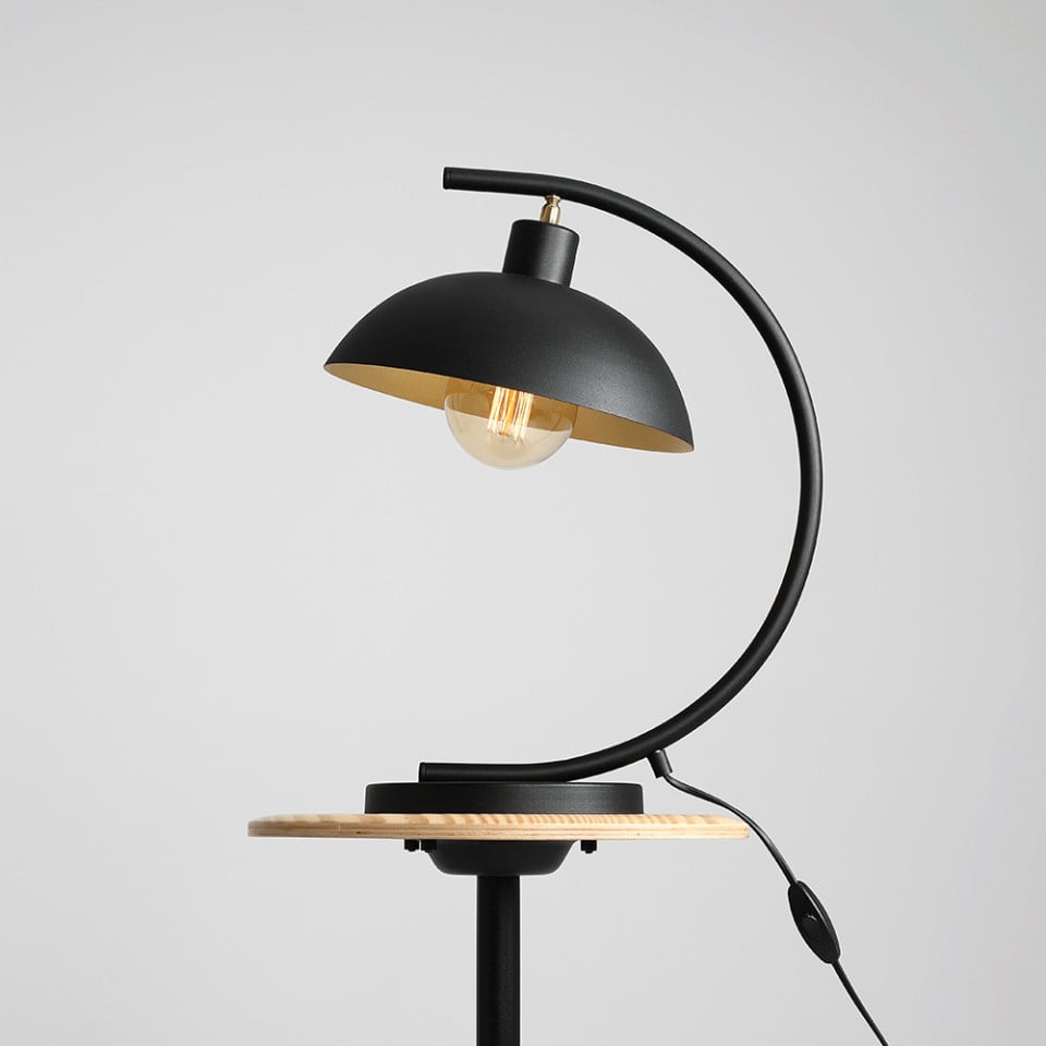 Veioza neagra/aurie din metal 40 cm Espace Aldex