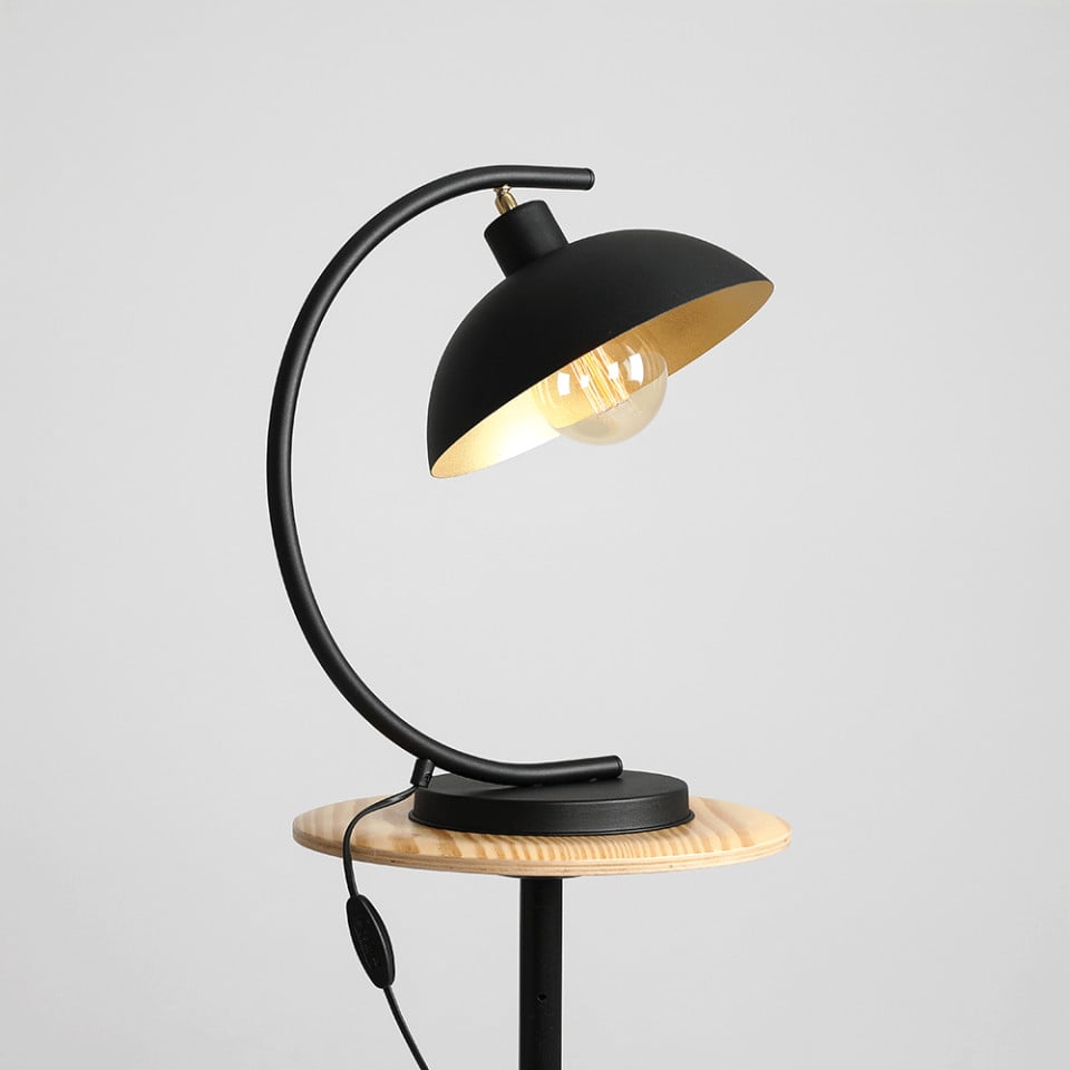 Veioza neagra/aurie din metal 40 cm Espace Aldex