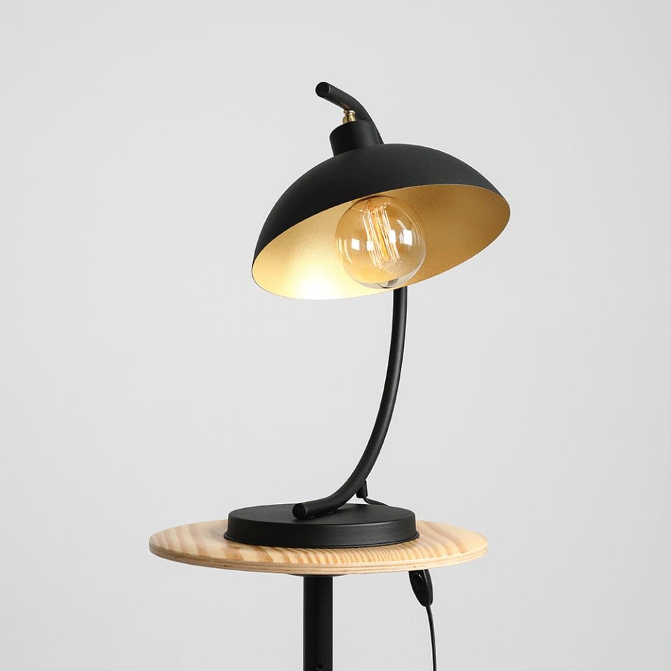Veioza neagra/aurie din metal 40 cm Espace Aldex