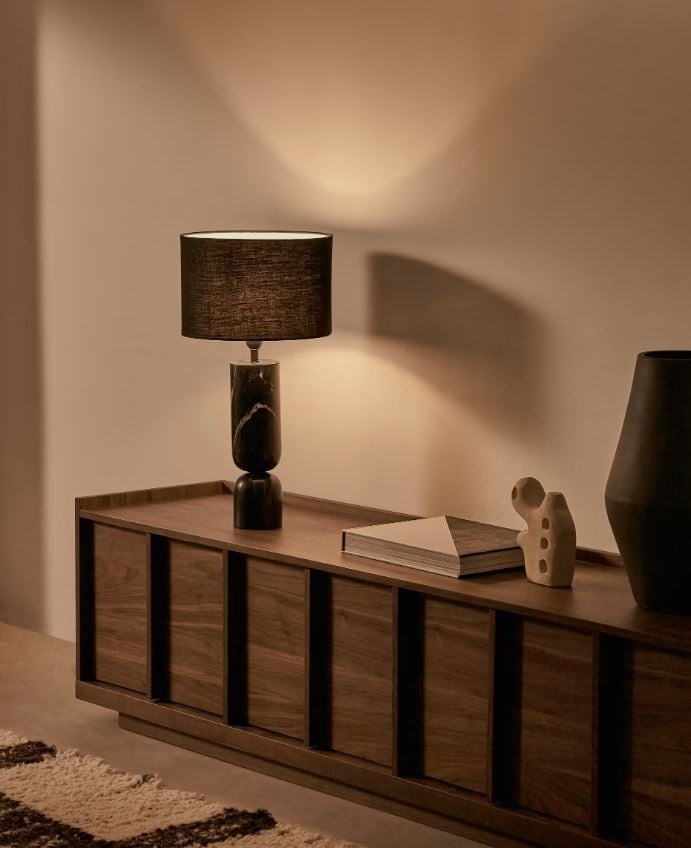Veioza neagra din marmura 57 cm Vex Kave Home