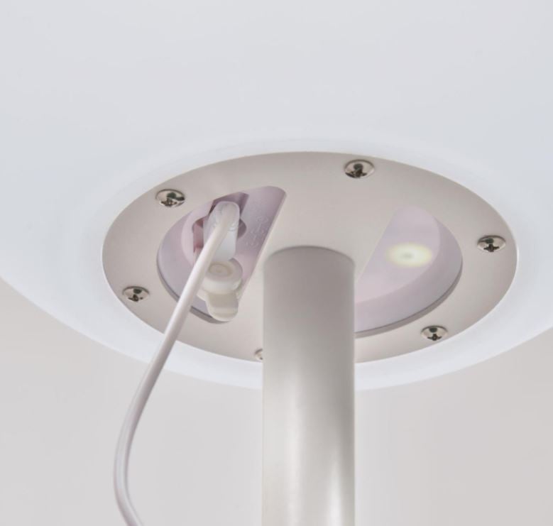 Veioza pentru exterior alba din metal cu USB 64 cm Dinesh Kave Home