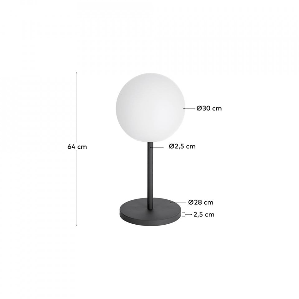 Veioza pentru exterior alba/neagra din metal 64 cm Dinesh Kave Home