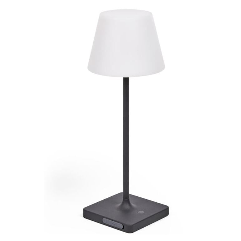 Veioza pentru exterior alba/neagra din metal cu USB 38 cm Aluney Table Kave Home