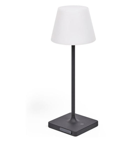 Veioza pentru exterior alba/neagra din metal cu USB 38 cm Aluney Table Kave Home