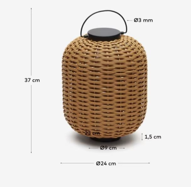 Veioza portabila maro din metal cu USB 37 cm Saranella Kave Home
