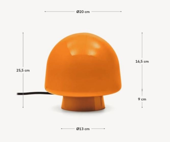Veioza portocalie din sticla 20 cm Reig Kave Home