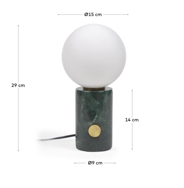 Veioza verde/alba din marmura 29 cm Lonela Kave Home