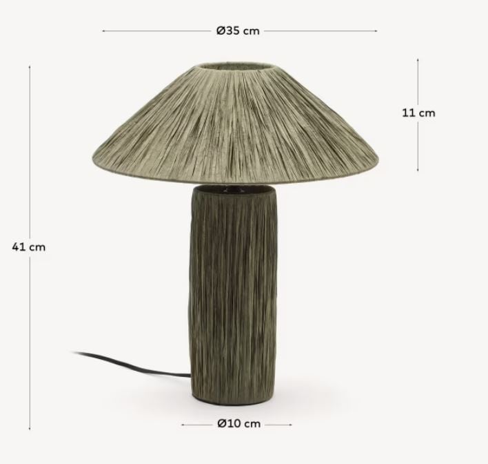 Veioza verde din fibre naturale 41 cm Samse Kave Home