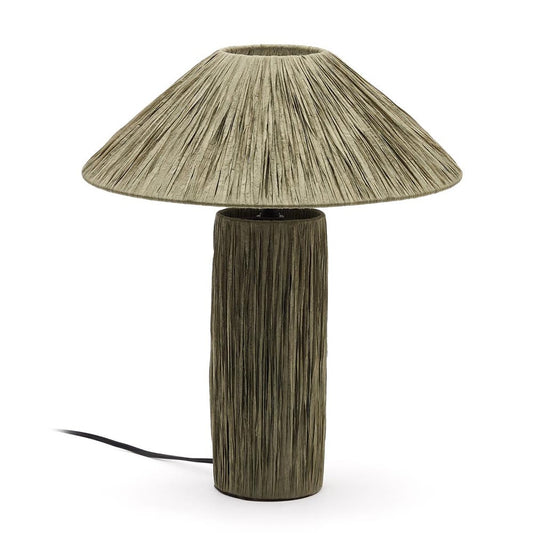Veioza verde din fibre naturale 41 cm Samse Kave Home