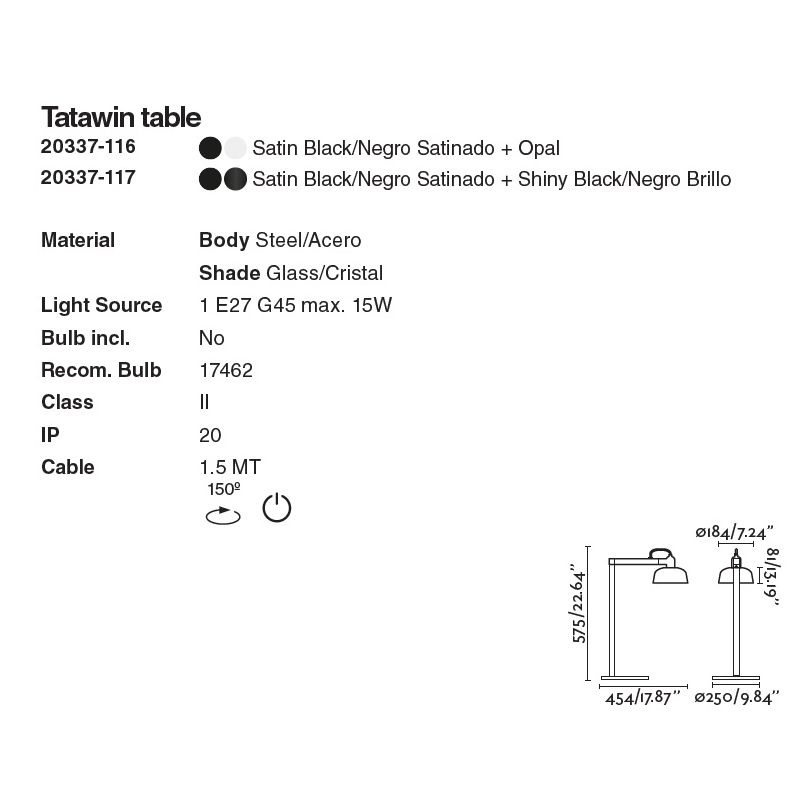Veioza/Lampa de masa design ambiental TATAWIN negru