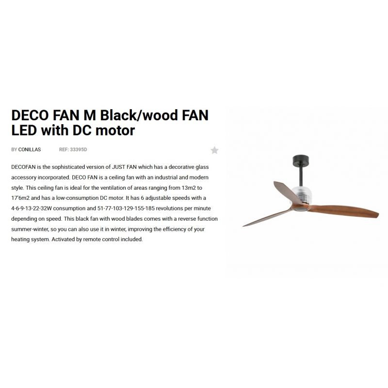 Ventilator cu telecomanda DECO FAN M negru/maro