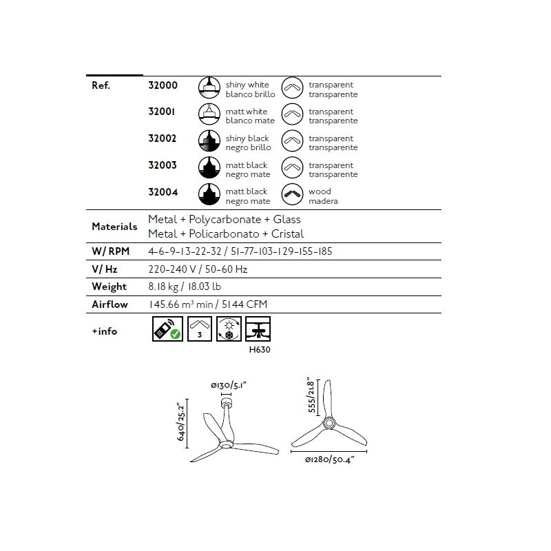 Ventilator cu telecomanda ETERFAN negru mat/ lemn