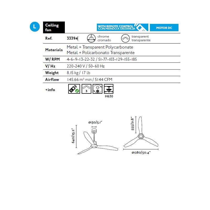 Ventilator cu telecomanda JUST crom