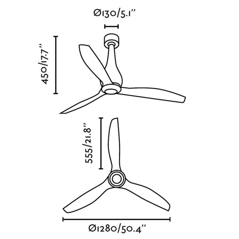 Ventilator cu telecomanda MINI ETERFAN negru mat/ lemn