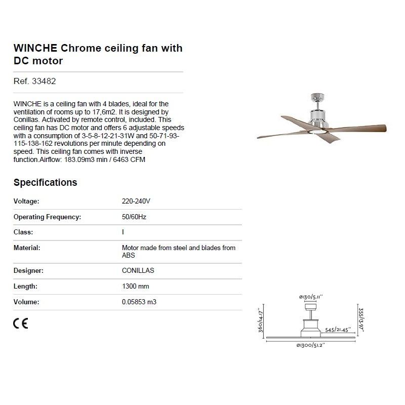 Ventilator cu telecomanda WINCHE crom/maro